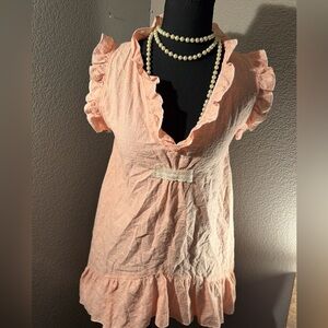 Farmhouse frocks Ruffled Peach Short Sleeve Women's Top